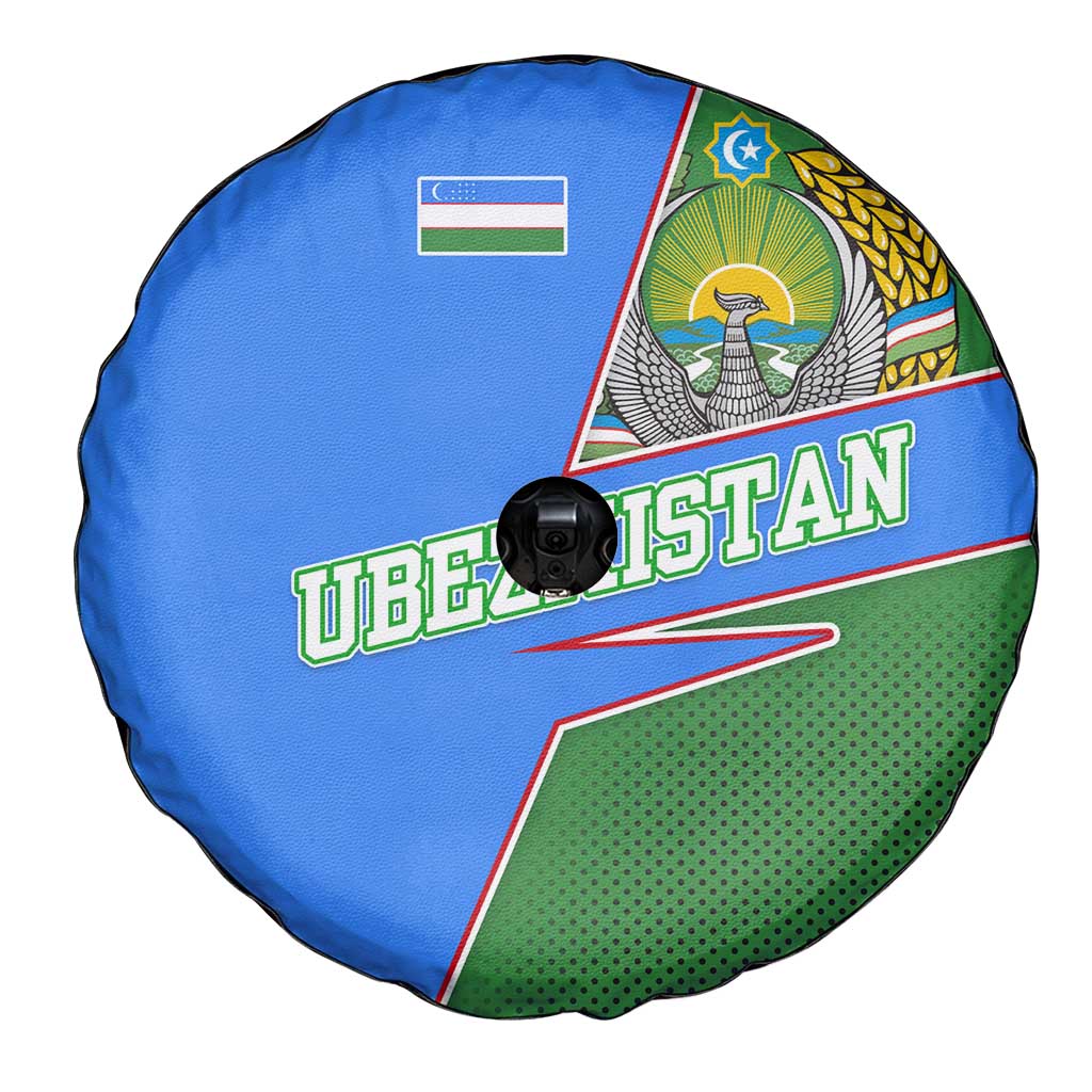 Uzbekistan Spare Tire Cover with National Coat of Arms and Modern Gradient Design - Wonder Print Shop