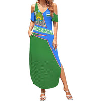 Uzbekistan Summer Maxi Dress with National Coat of Arms and Modern Gradient Design - Wonder Print Shop