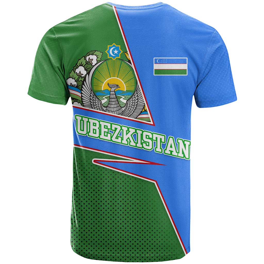 Uzbekistan T Shirt with National Coat of Arms and Modern Gradient Design - Wonder Print Shop