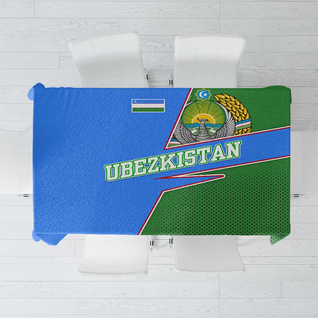 Uzbekistan Tablecloth with National Coat of Arms and Modern Gradient Design - Wonder Print Shop