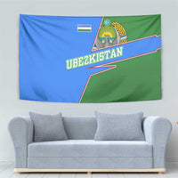 Uzbekistan Tapestry with National Coat of Arms and Modern Gradient Design - Wonder Print Shop