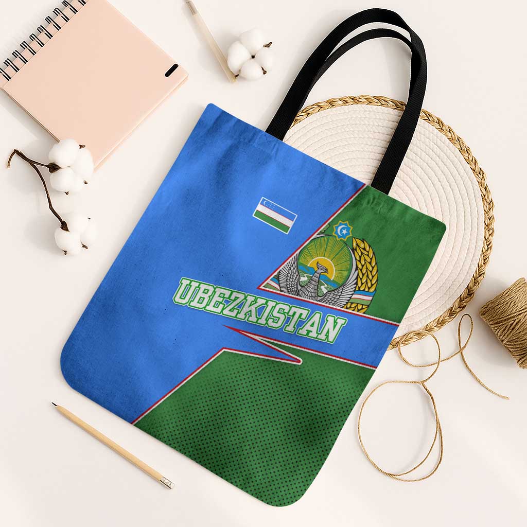 Uzbekistan Tote Bag with National Coat of Arms and Modern Gradient Design - Wonder Print Shop