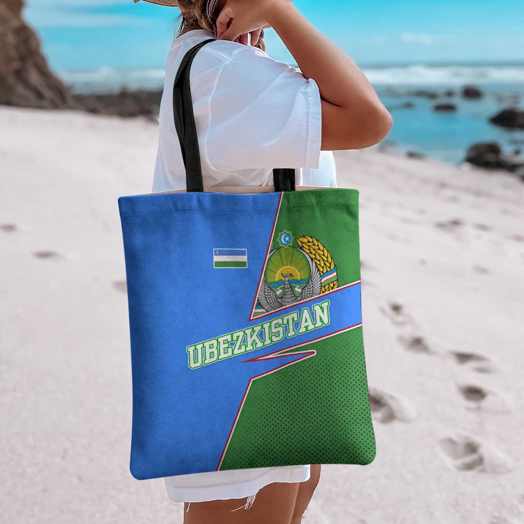 Uzbekistan Tote Bag with National Coat of Arms and Modern Gradient Design - Wonder Print Shop
