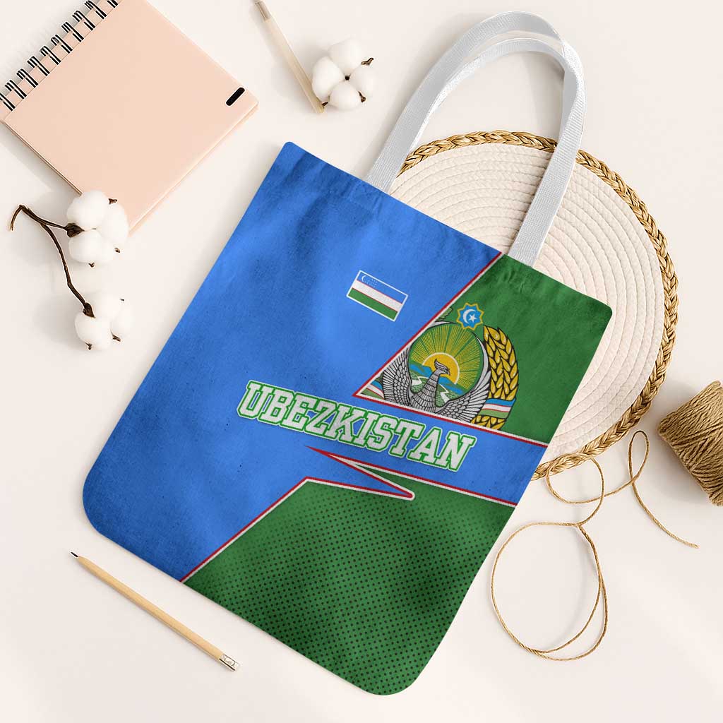 Uzbekistan Tote Bag with National Coat of Arms and Modern Gradient Design - Wonder Print Shop
