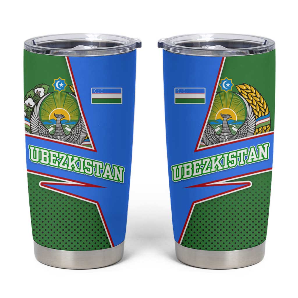 Uzbekistan Tumbler Cup with National Coat of Arms and Modern Gradient Design - Wonder Print Shop