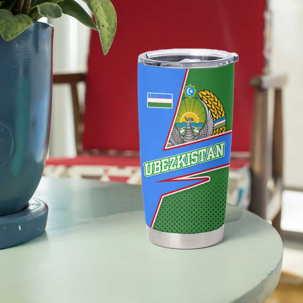 Uzbekistan Tumbler Cup with National Coat of Arms and Modern Gradient Design - Wonder Print Shop