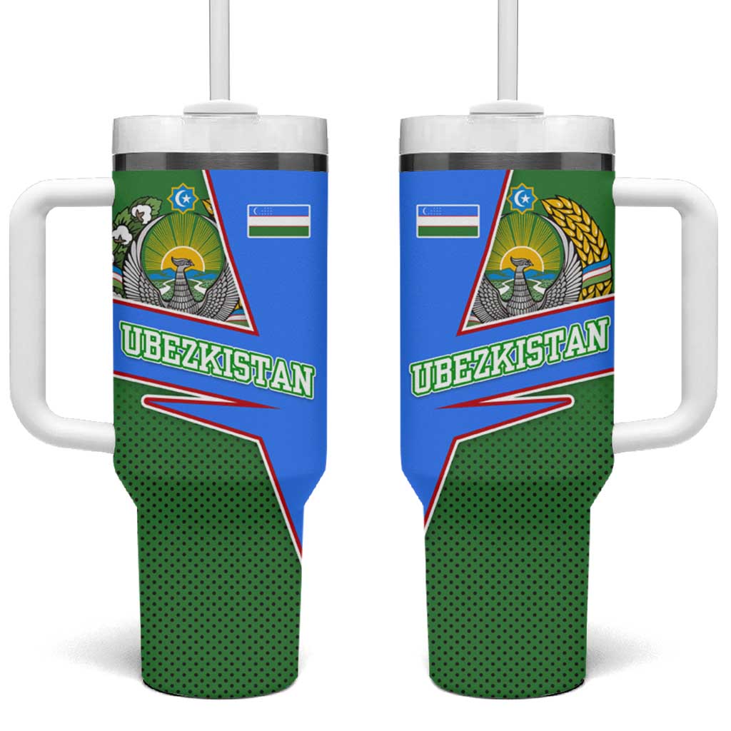 Uzbekistan Tumbler With Handle with National Coat of Arms and Modern Gradient Design - Wonder Print Shop