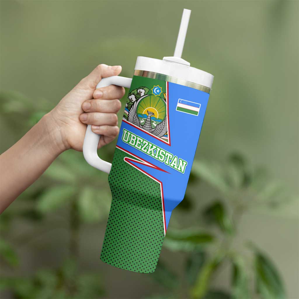 Uzbekistan Tumbler With Handle with National Coat of Arms and Modern Gradient Design - Wonder Print Shop