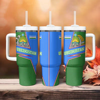 Uzbekistan Tumbler With Handle with National Coat of Arms and Modern Gradient Design - Wonder Print Shop