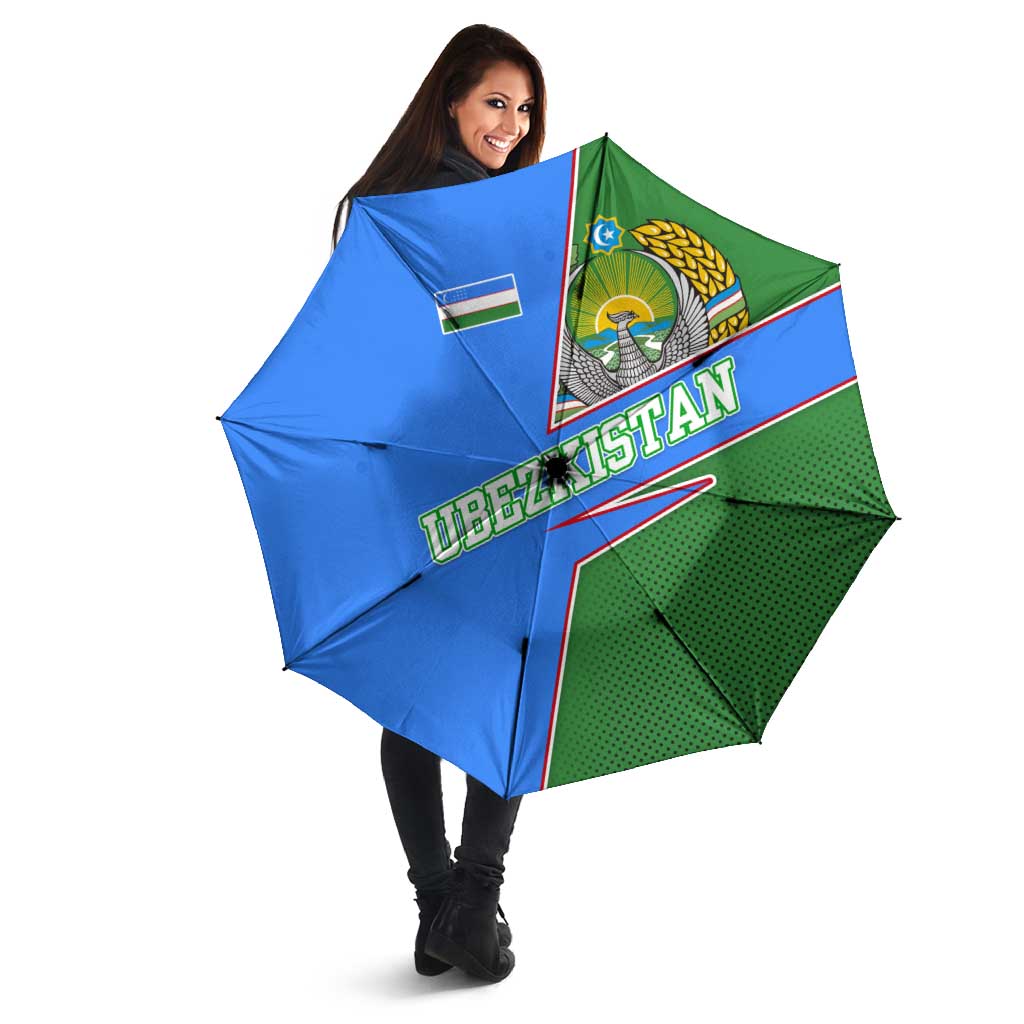 Uzbekistan Umbrella with National Coat of Arms and Modern Gradient Design - Wonder Print Shop