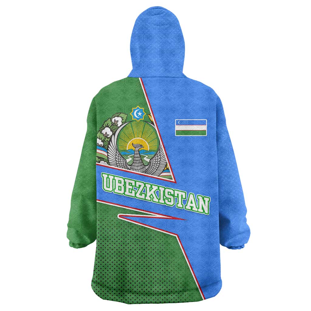 Uzbekistan Wearable Blanket Hoodie with National Coat of Arms and Modern Gradient Design - Wonder Print Shop