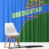Uzbekistan Window Curtain with National Coat of Arms and Modern Gradient Design - Wonder Print Shop