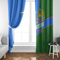 Uzbekistan Window Curtain with National Coat of Arms and Modern Gradient Design - Wonder Print Shop