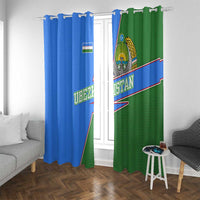 Uzbekistan Window Curtain with National Coat of Arms and Modern Gradient Design - Wonder Print Shop