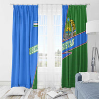 Uzbekistan Window Curtain with National Coat of Arms and Modern Gradient Design - Wonder Print Shop