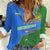 Uzbekistan Women Casual Shirt with National Coat of Arms and Modern Gradient Design - Wonder Print Shop