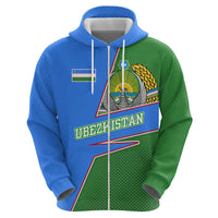 Uzbekistan Zip Hoodie with National Coat of Arms and Modern Gradient Design - Wonder Print Shop