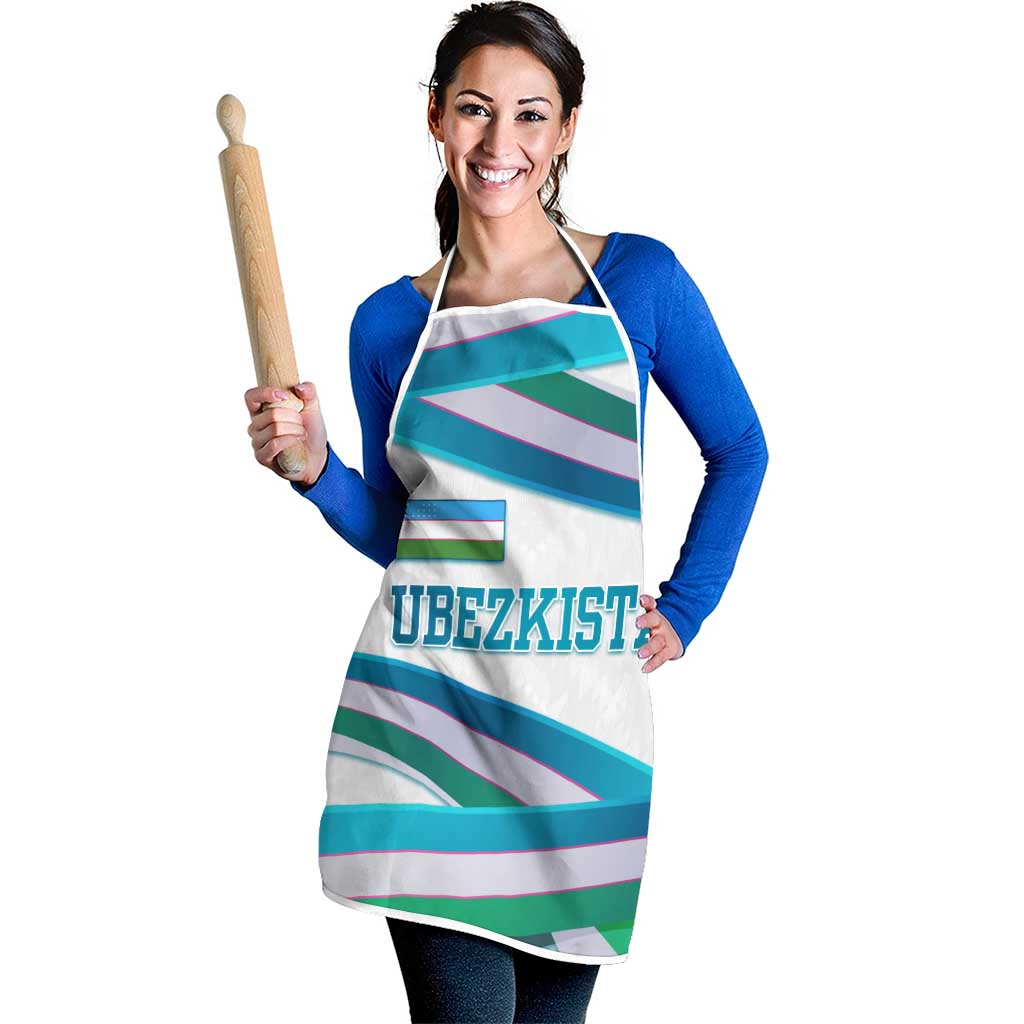 Uzbekistan Apron with Ribbon Wave Design - Wonder Print Shop