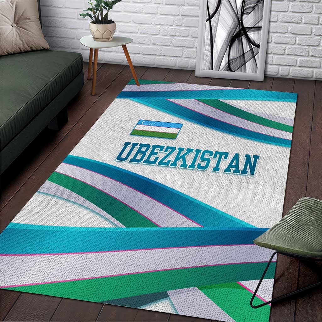 Uzbekistan Area Rug with Ribbon Wave Design - Wonder Print Shop