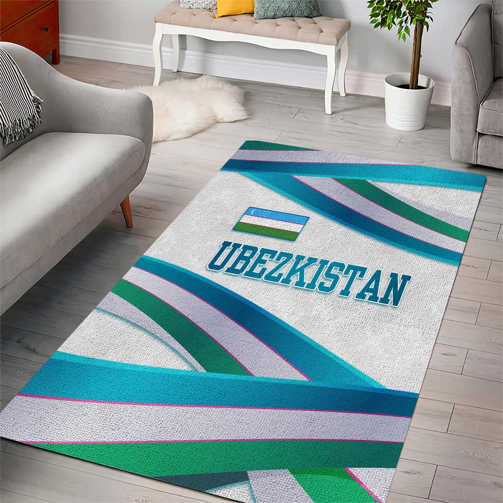 Uzbekistan Area Rug with Ribbon Wave Design - Wonder Print Shop