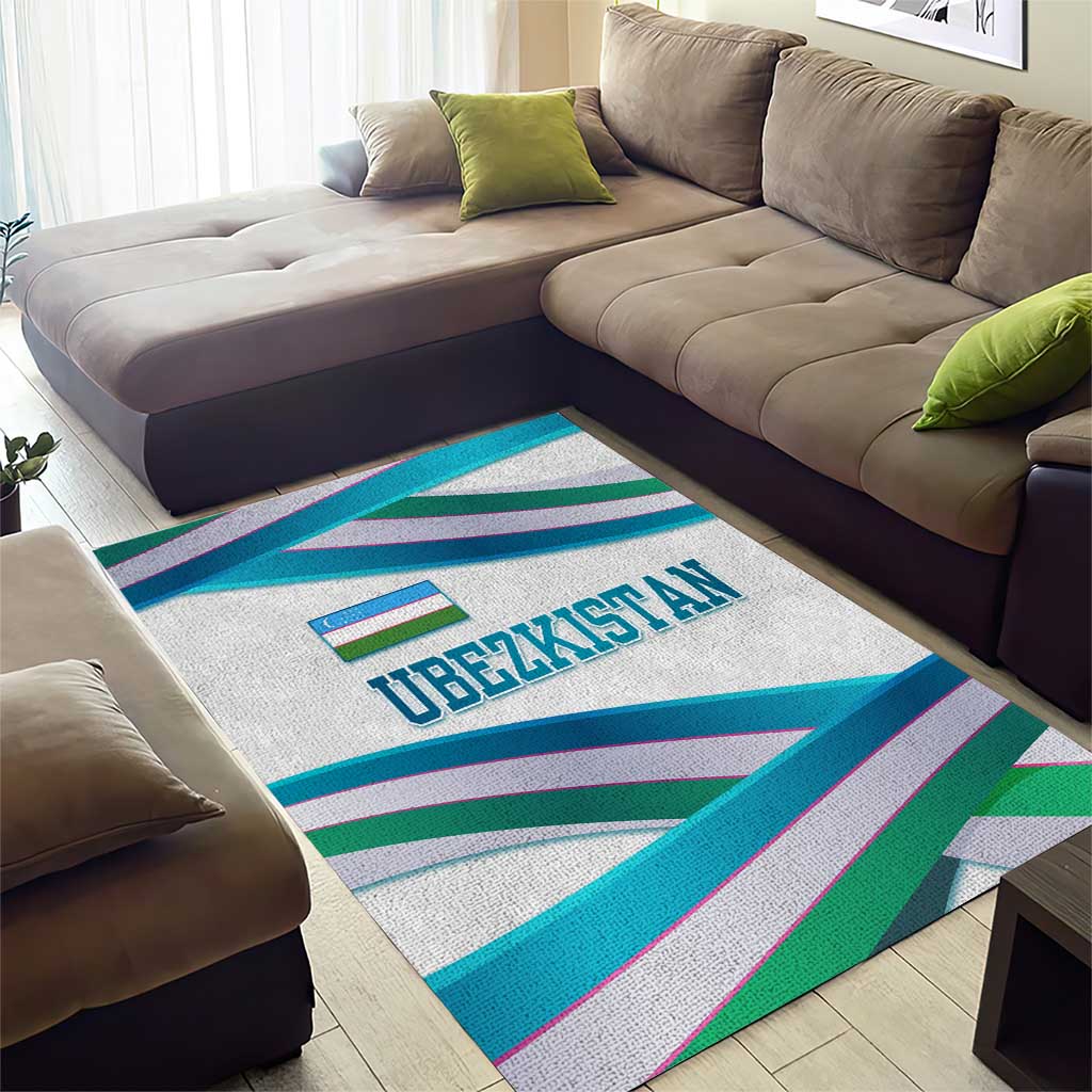 Uzbekistan Area Rug with Ribbon Wave Design - Wonder Print Shop