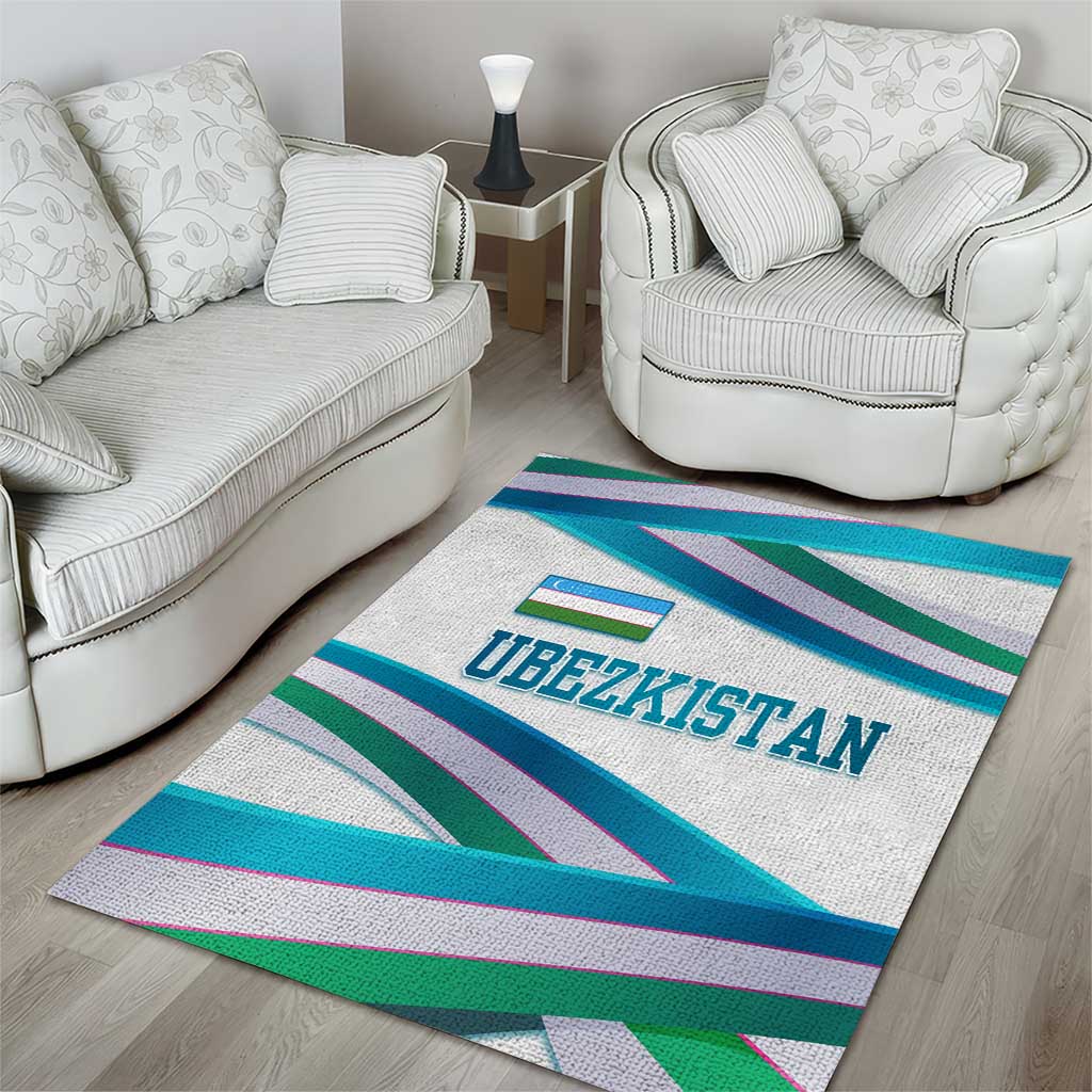 Uzbekistan Area Rug with Ribbon Wave Design - Wonder Print Shop