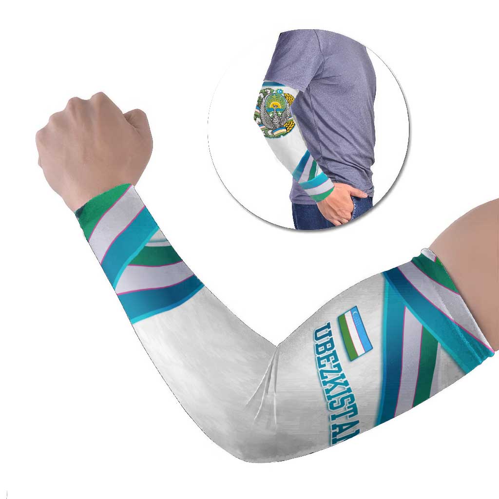 Uzbekistan Arm Sleeves with Ribbon Wave Design - Wonder Print Shop