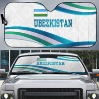 Uzbekistan Auto Sun Shade with Ribbon Wave Design - Wonder Print Shop