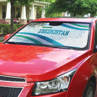 Uzbekistan Auto Sun Shade with Ribbon Wave Design - Wonder Print Shop