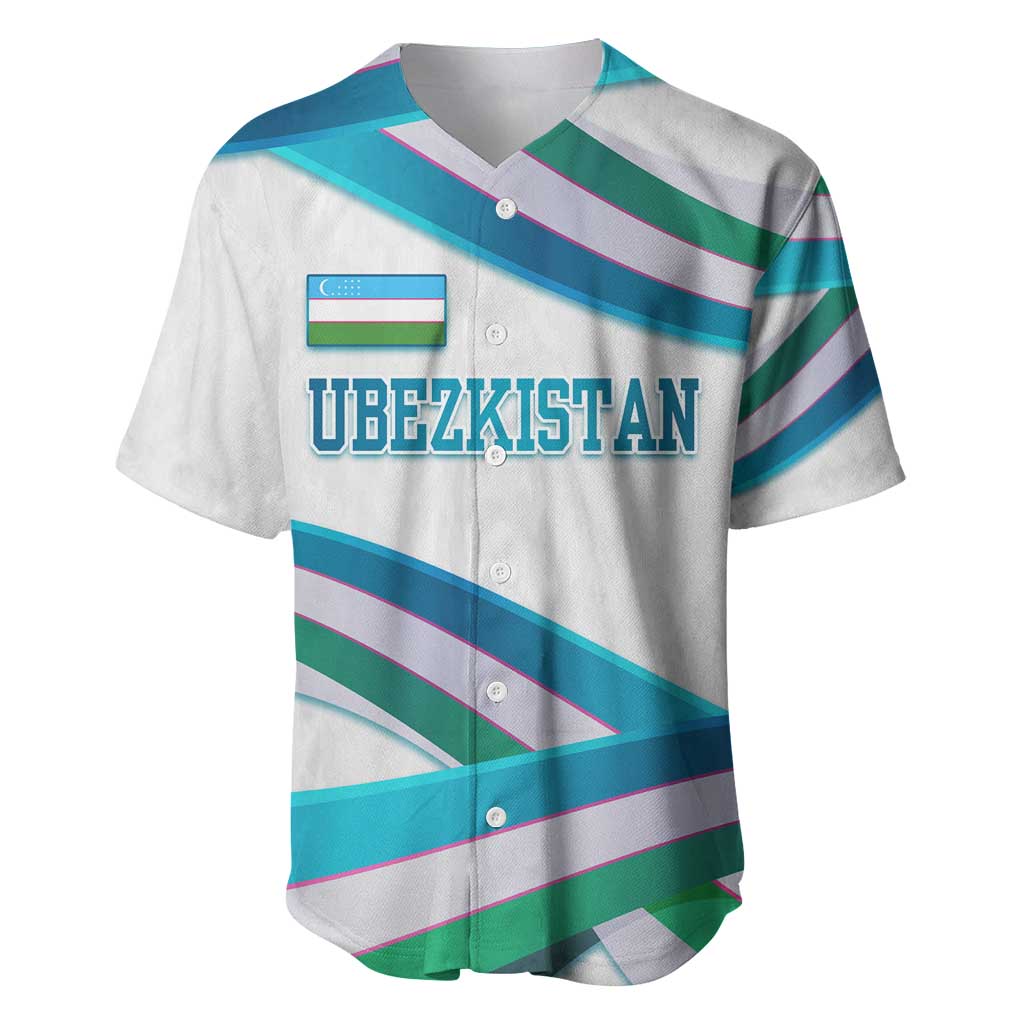 Uzbekistan Baseball Jersey with Ribbon Wave Design - Wonder Print Shop