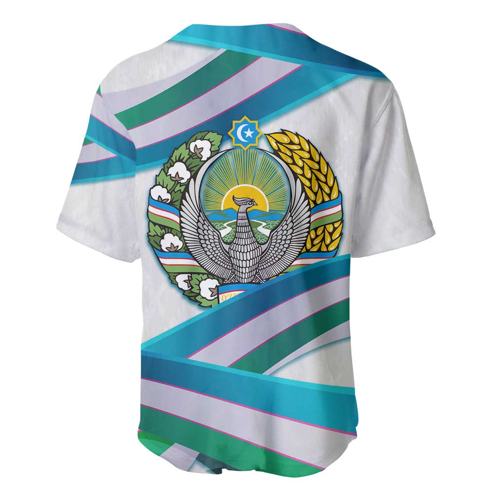 Uzbekistan Baseball Jersey with Ribbon Wave Design - Wonder Print Shop