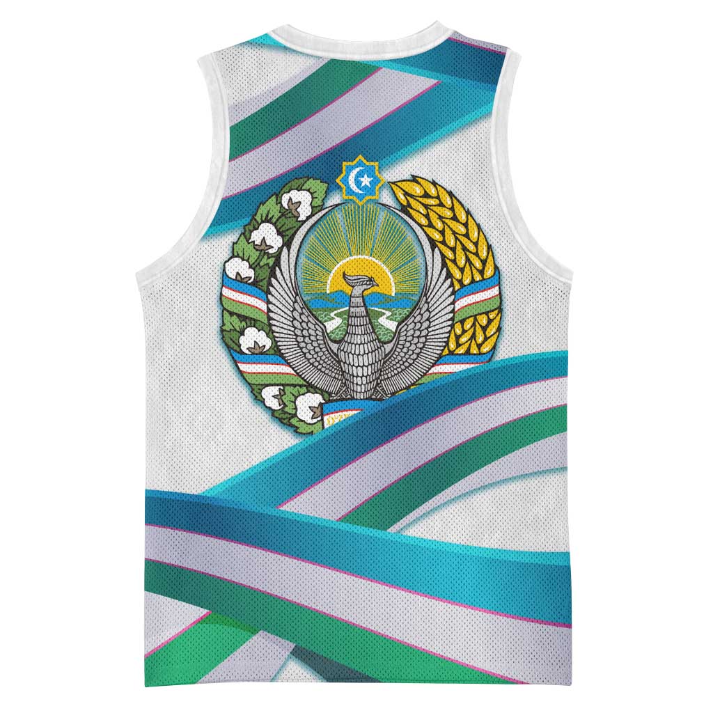 Uzbekistan Basketball Jersey with Ribbon Wave Design - Wonder Print Shop
