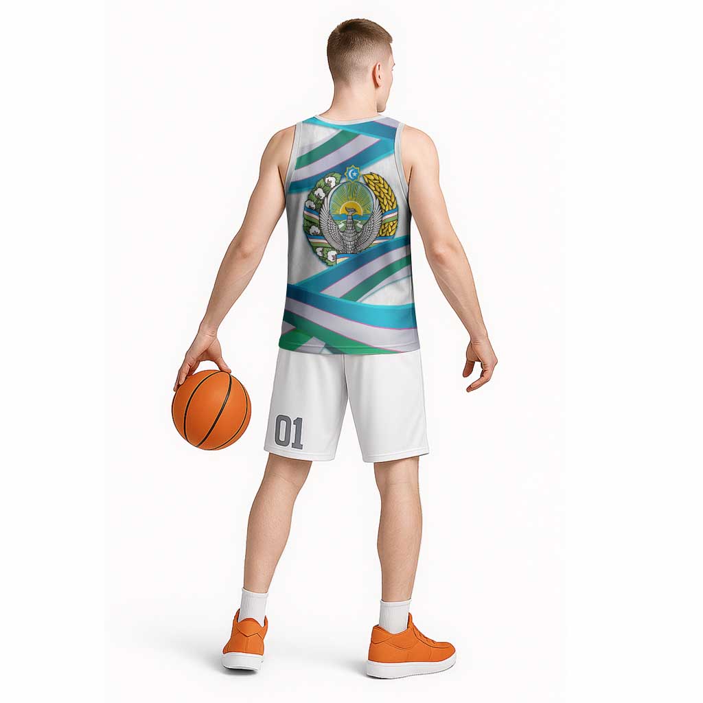 Uzbekistan Basketball Jersey with Ribbon Wave Design - Wonder Print Shop