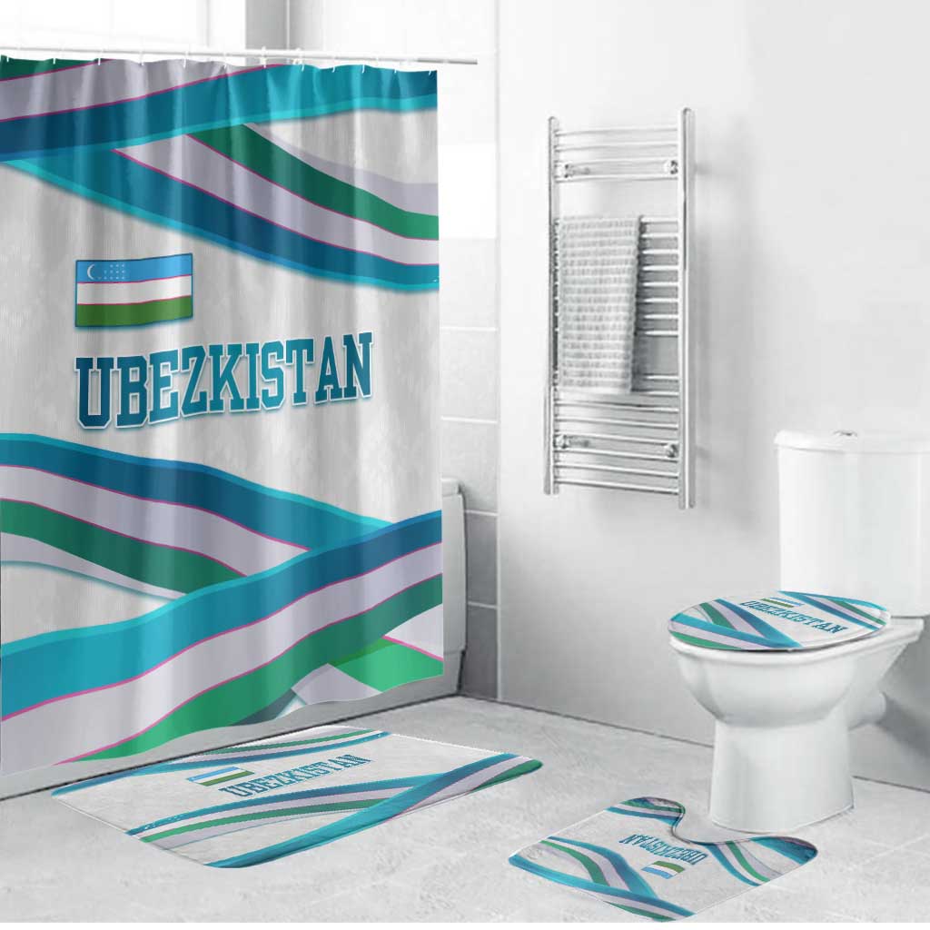 Uzbekistan Bathroom Set with Ribbon Wave Design - Wonder Print Shop