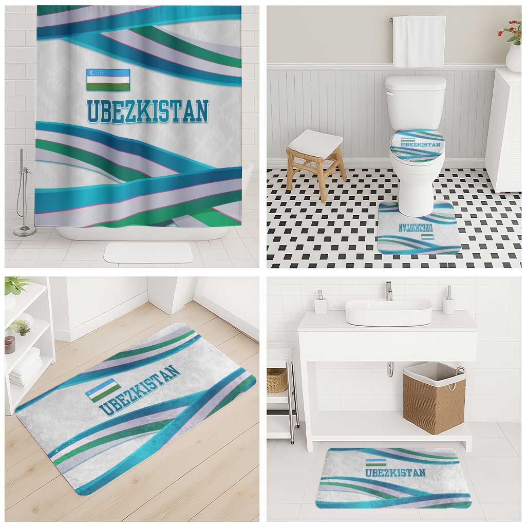 Uzbekistan Bathroom Set with Ribbon Wave Design - Wonder Print Shop