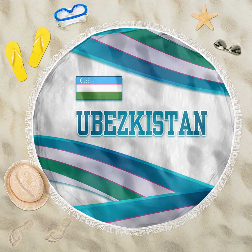Uzbekistan Beach Blanket with Ribbon Wave Design - Wonder Print Shop