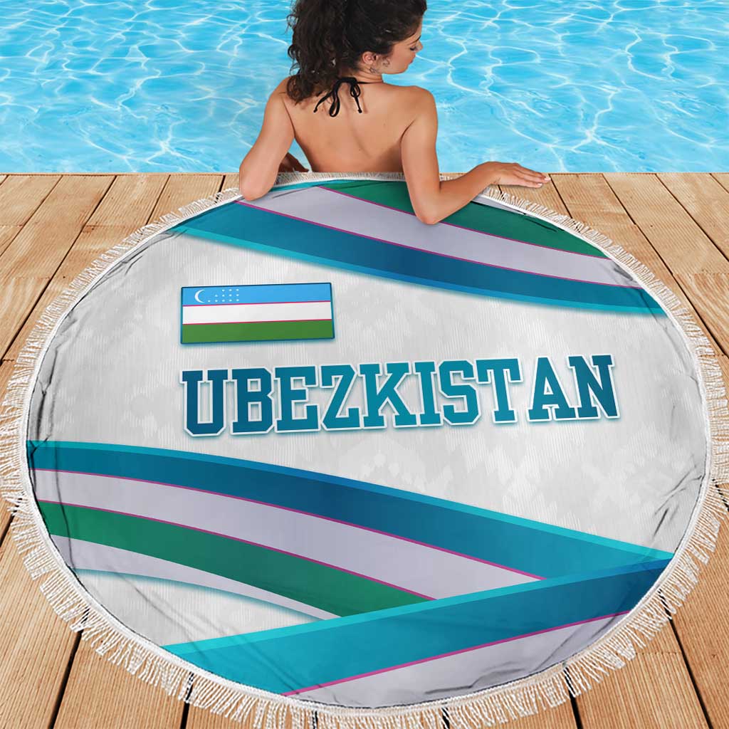 Uzbekistan Beach Blanket with Ribbon Wave Design - Wonder Print Shop