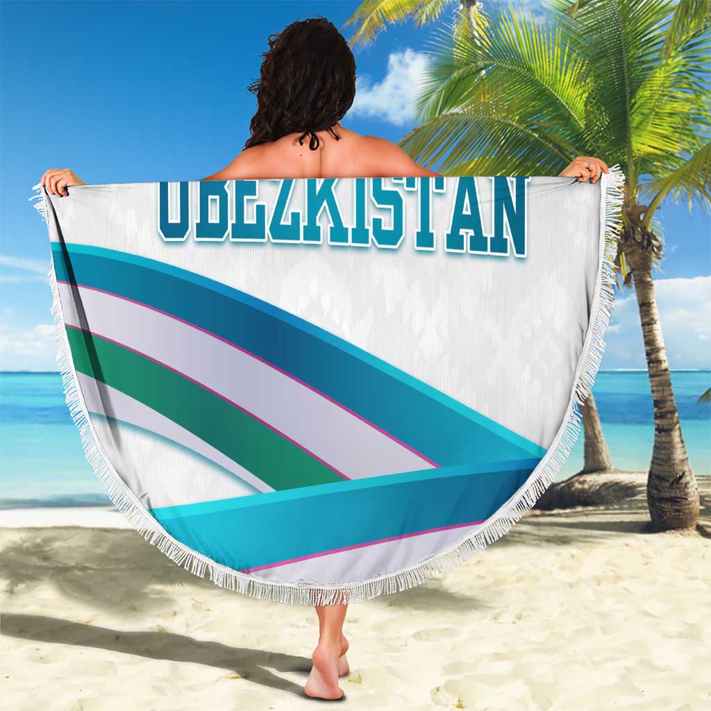 Uzbekistan Beach Blanket with Ribbon Wave Design - Wonder Print Shop