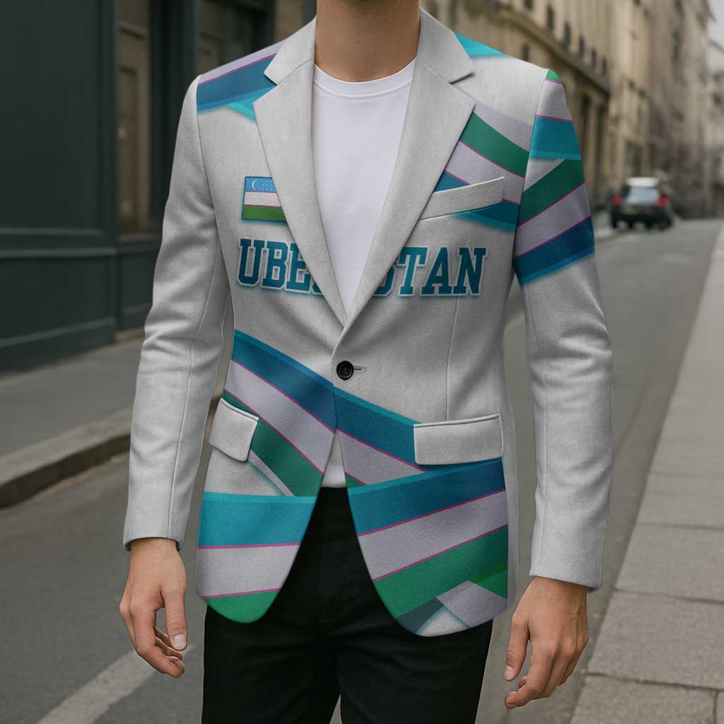Uzbekistan Blazer with Ribbon Wave Design - Wonder Print Shop