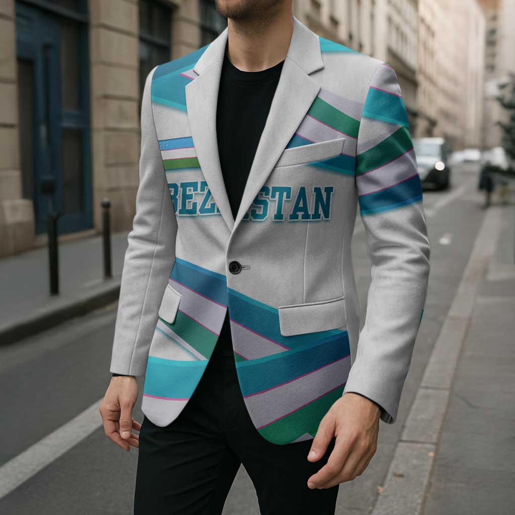 Uzbekistan Blazer with Ribbon Wave Design - Wonder Print Shop
