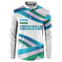 Uzbekistan Button Sweatshirt with Ribbon Wave Design - Wonder Print Shop