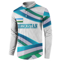 Uzbekistan Button Sweatshirt with Ribbon Wave Design - Wonder Print Shop