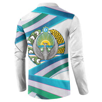 Uzbekistan Button Sweatshirt with Ribbon Wave Design - Wonder Print Shop