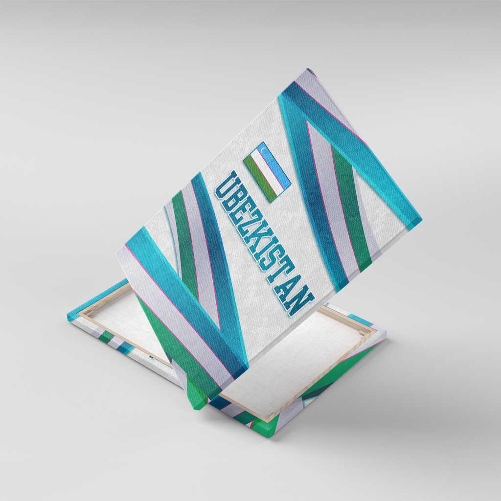 Uzbekistan Canvas Wall Art with Ribbon Wave Design - Wonder Print Shop