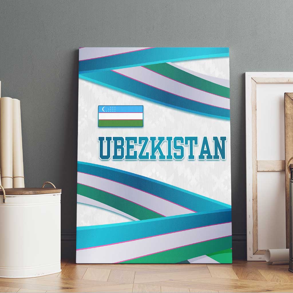 Uzbekistan Canvas Wall Art with Ribbon Wave Design - Wonder Print Shop
