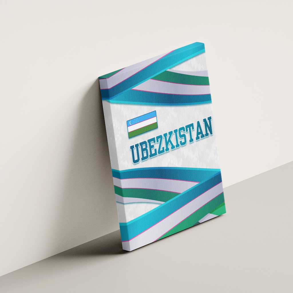 Uzbekistan Canvas Wall Art with Ribbon Wave Design - Wonder Print Shop