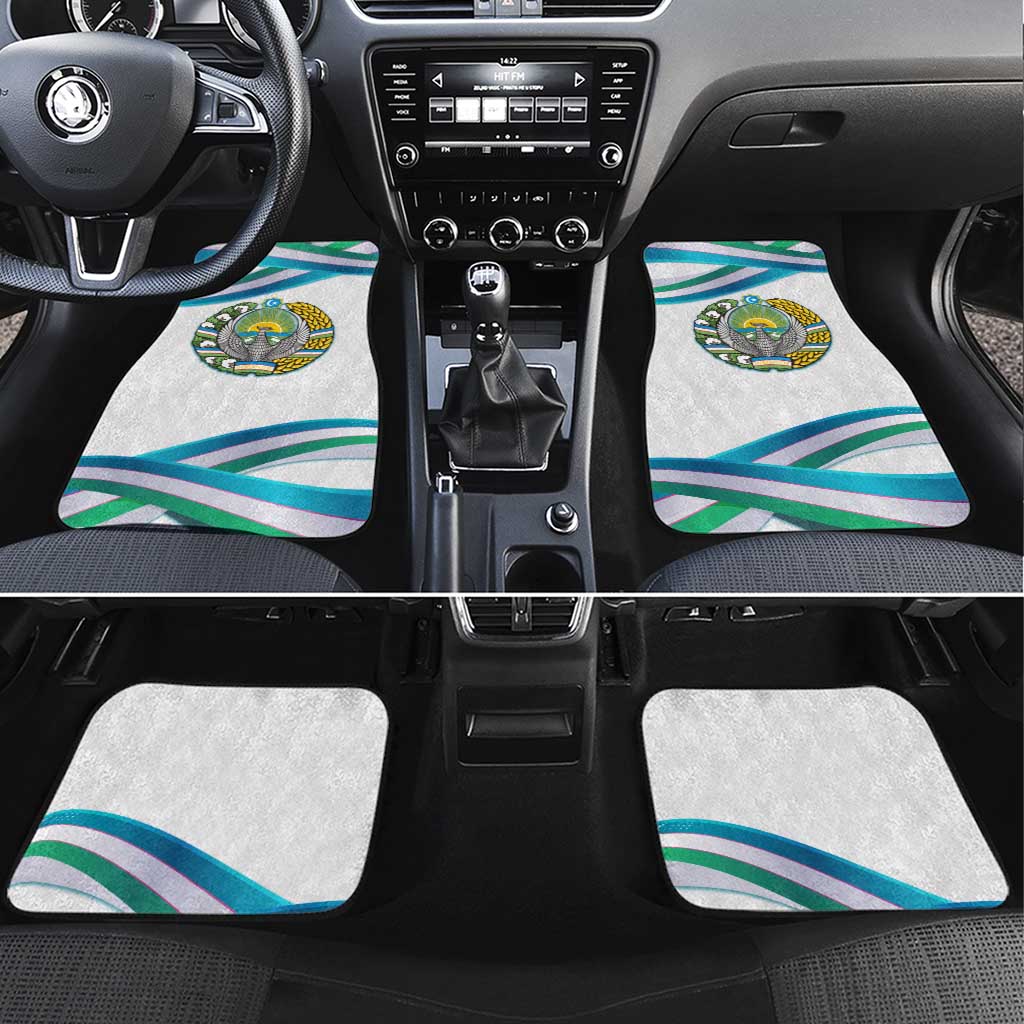 Uzbekistan Car Mats with Ribbon Wave Design - Wonder Print Shop