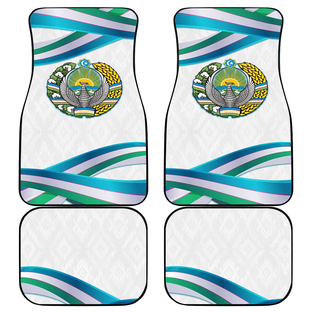 Uzbekistan Car Mats with Ribbon Wave Design - Wonder Print Shop