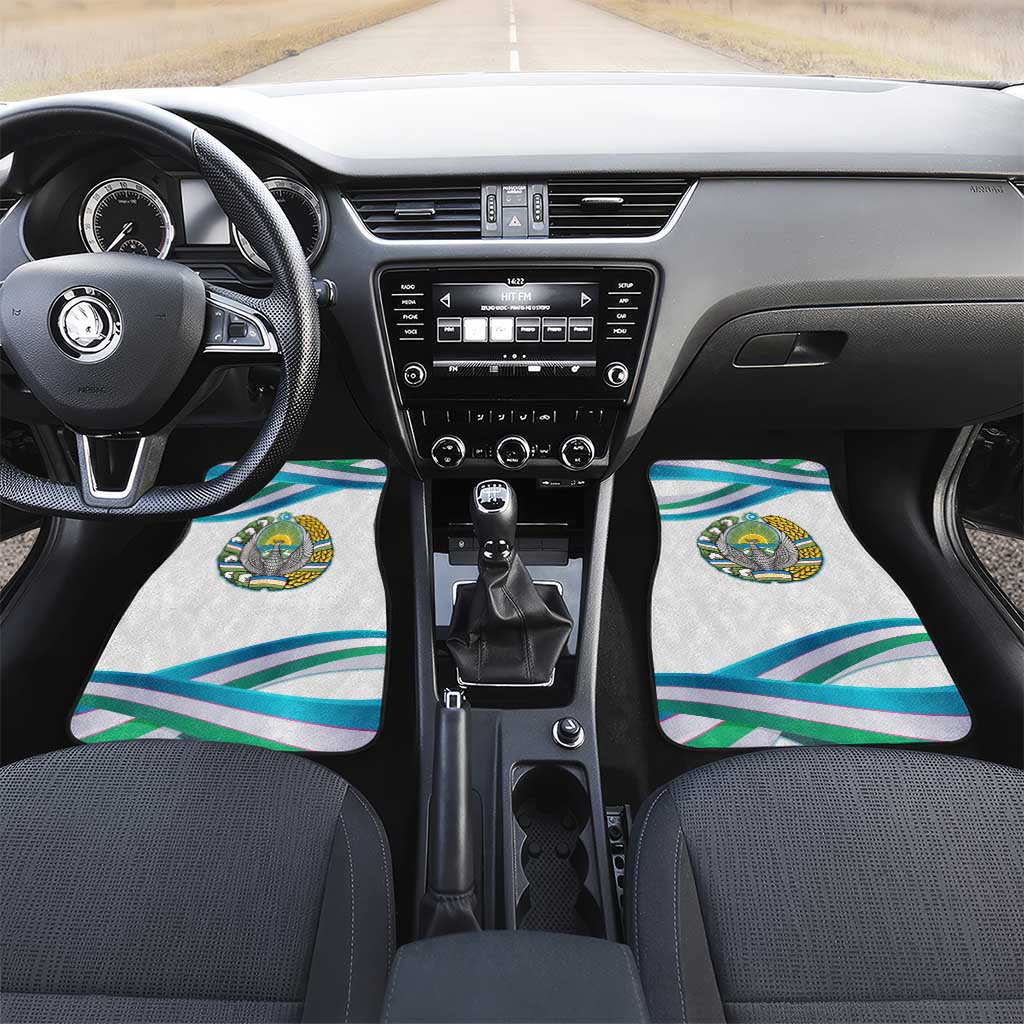 Uzbekistan Car Mats with Ribbon Wave Design - Wonder Print Shop