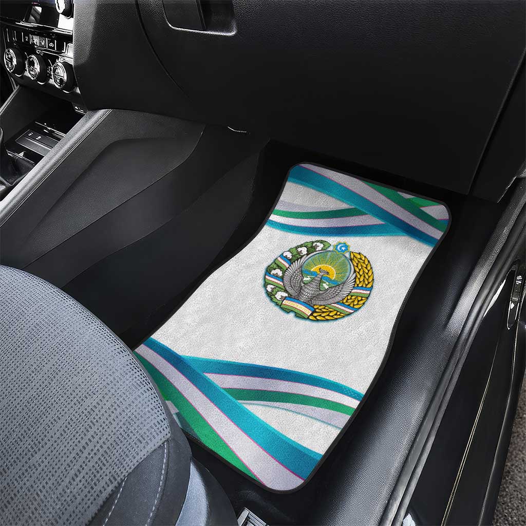 Uzbekistan Car Mats with Ribbon Wave Design - Wonder Print Shop